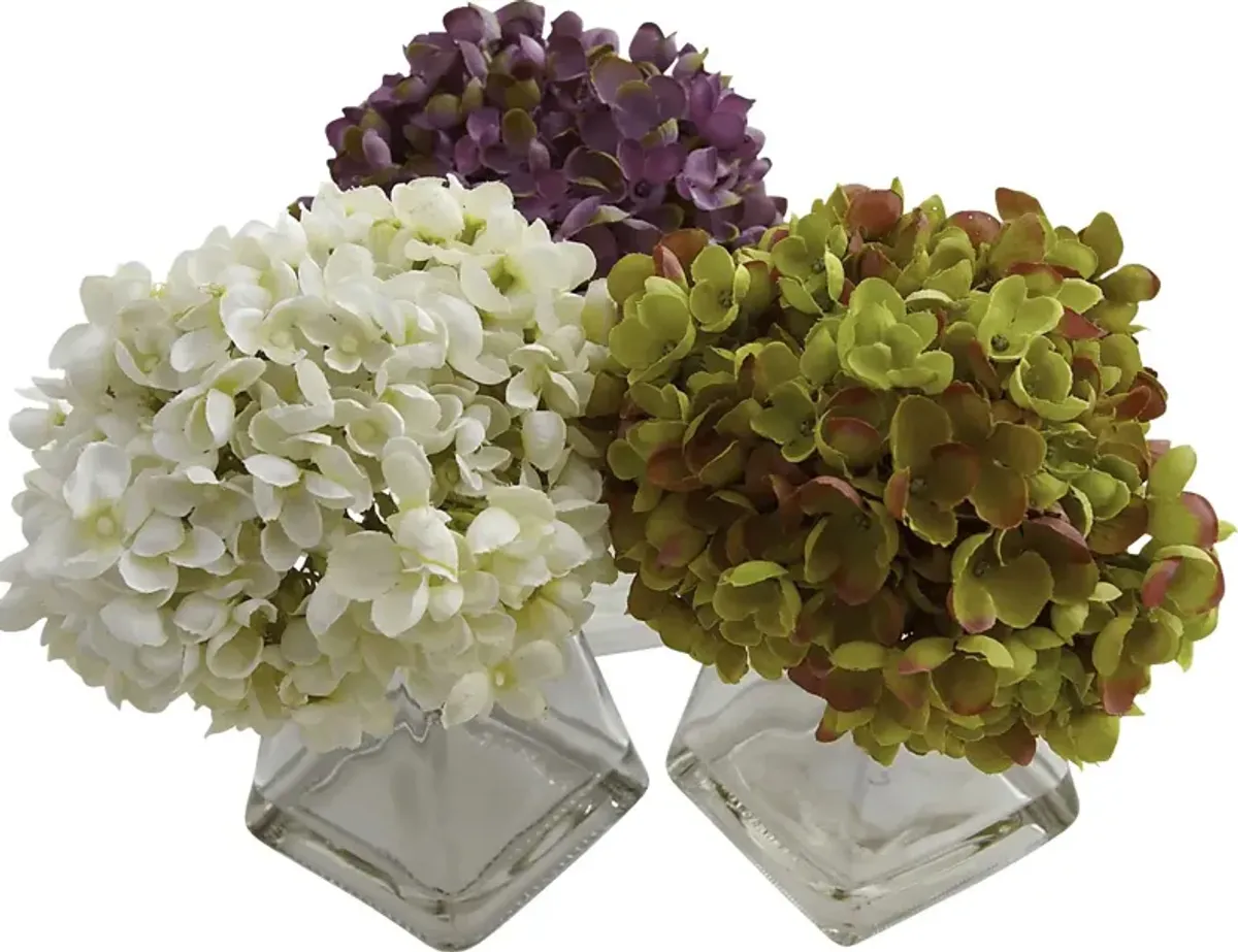 Izelle Green Hydrangea Set of 3 Silk Floral