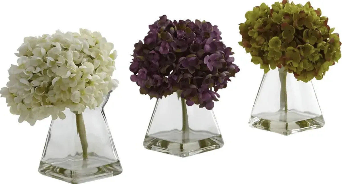 Izelle Green Hydrangea Set of 3 Silk Floral