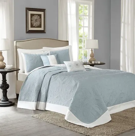 Miral Blue 5 Pc Queen Bed Sheet Set