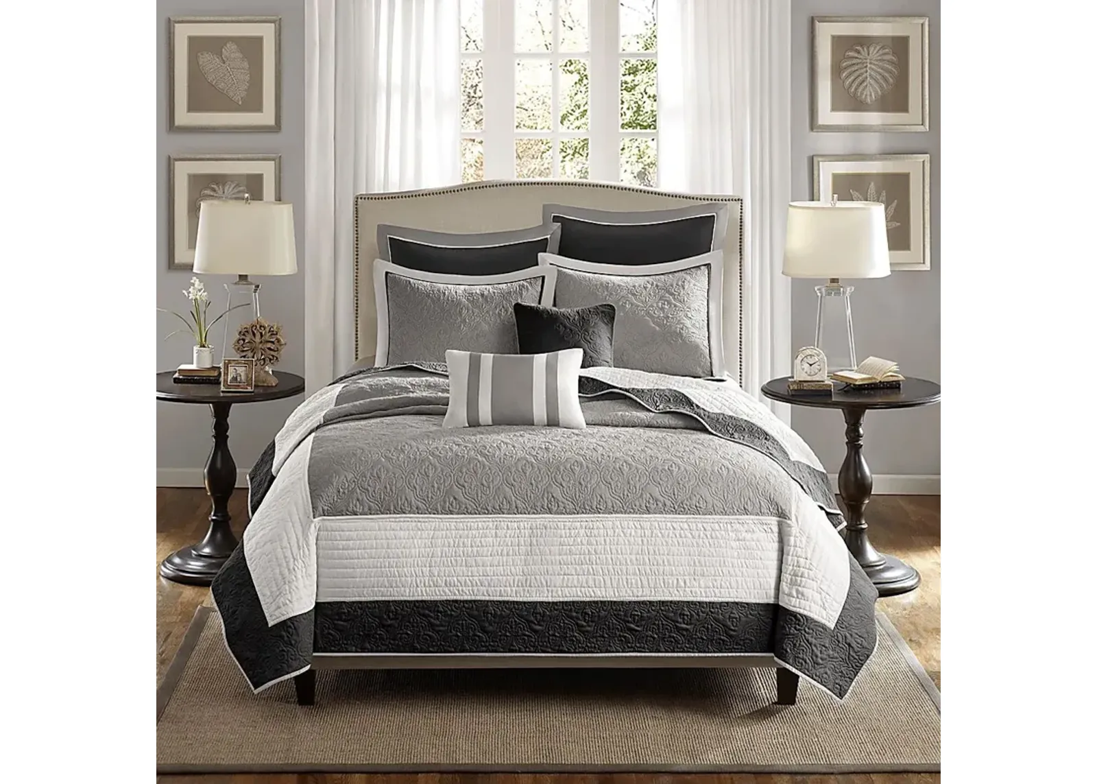 Aracely Black 7 Pc Queen Coverlet Set