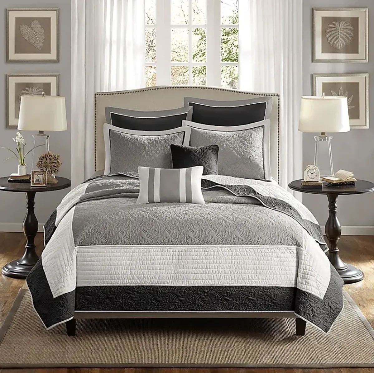 Aracely Black 7 Pc Queen Coverlet Set