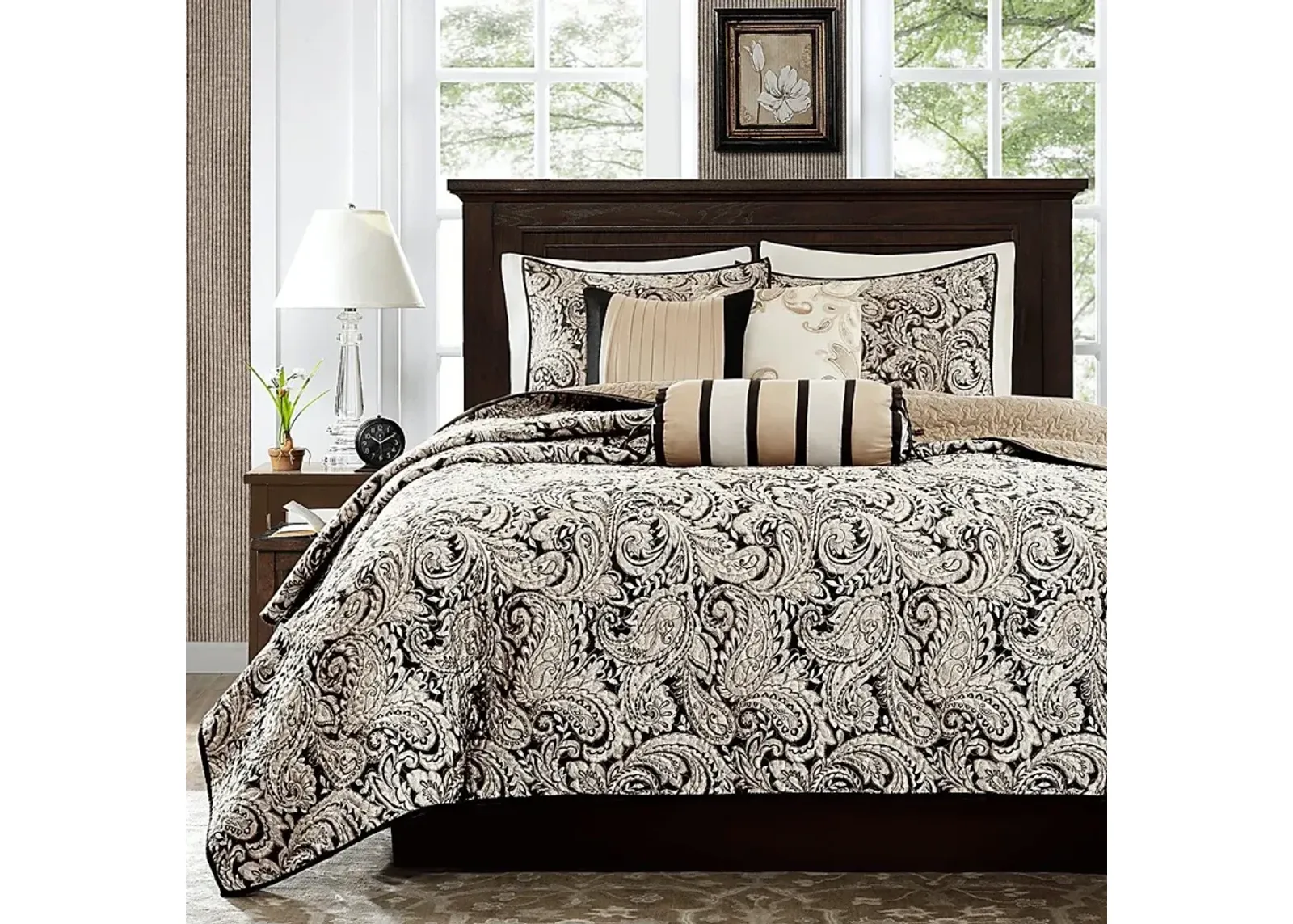 Zandria Black 6 Pc Queen Coverlet Set