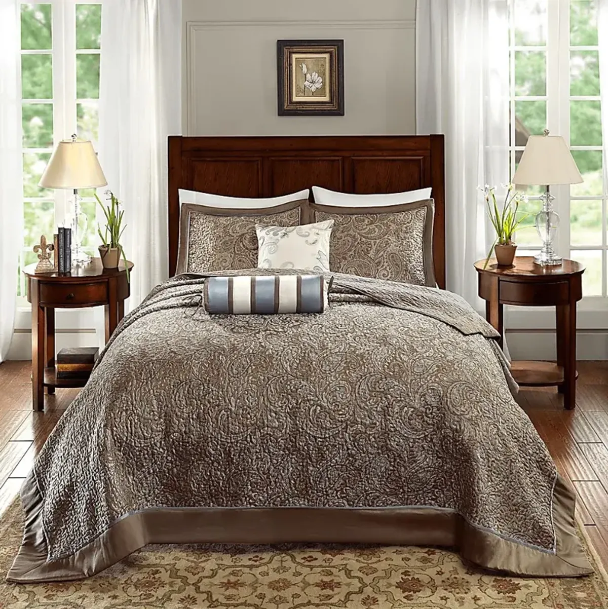 Zandria Blue 5 Pc King Bedspread Set