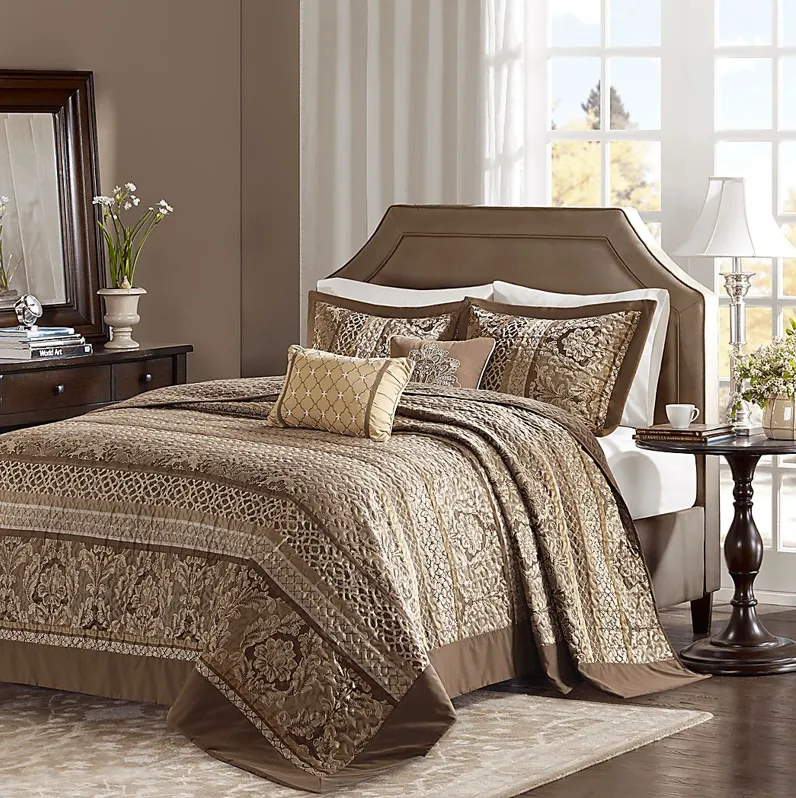 Alondria Brown 5 Pc King Bedspread Set