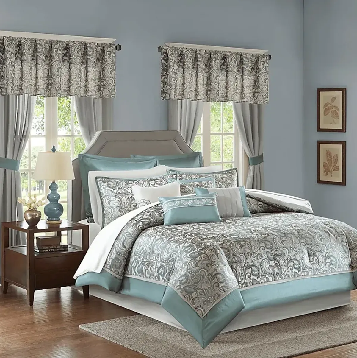 Maitha Teal 24 Pc Queen Room in a Bag