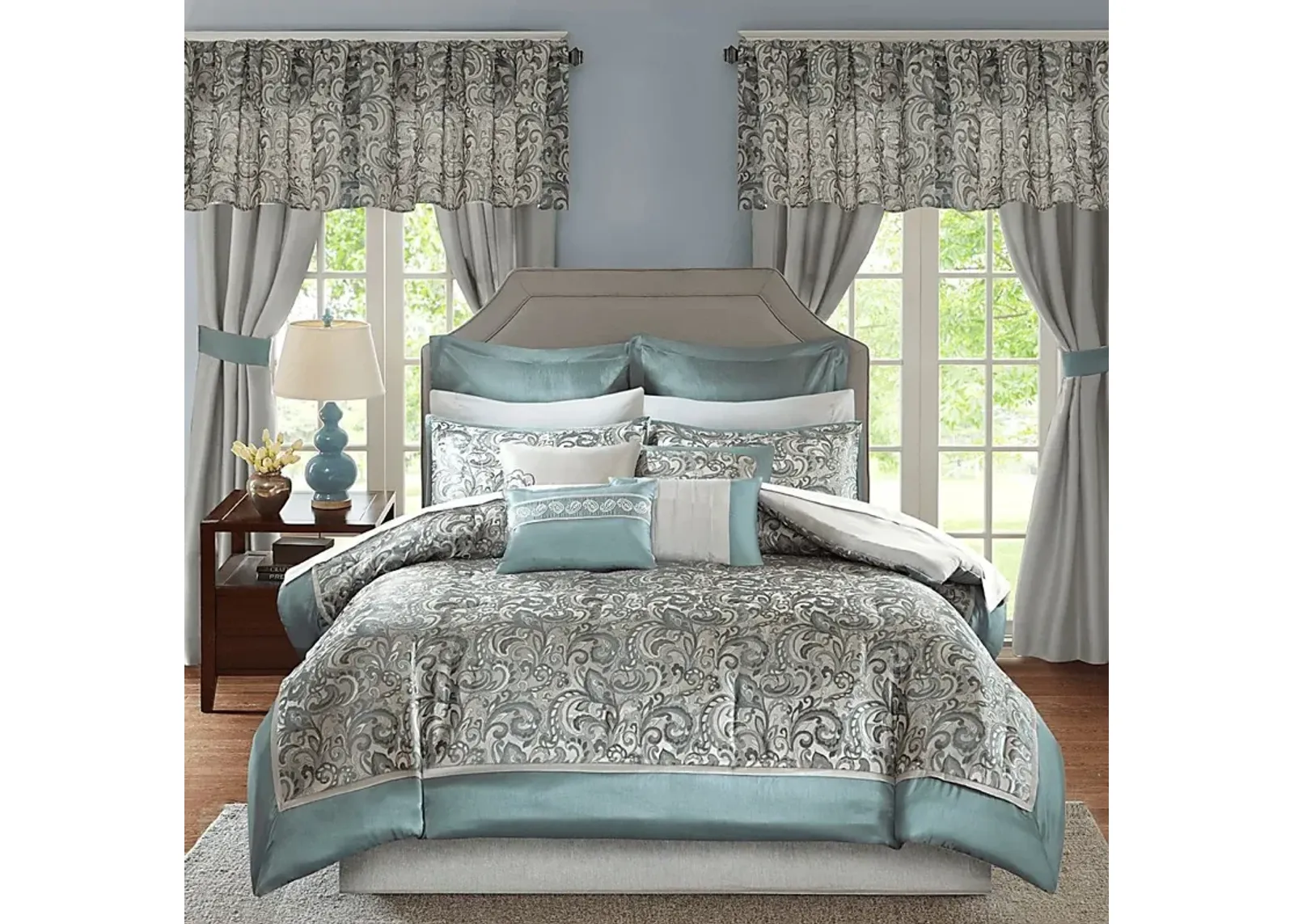 Maitha Teal 24 Pc Queen Room in a Bag