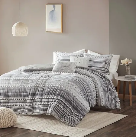 Neha Gray 5 Pc King Comforter Set