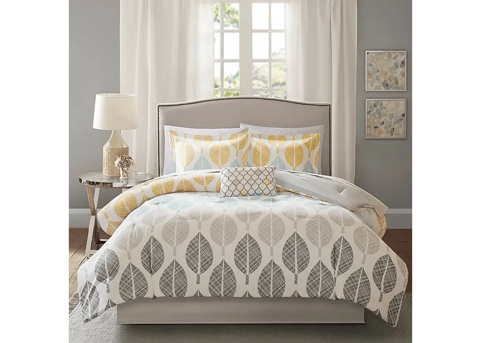 Sansa Yellow 9 Pc Queen Comforter Set