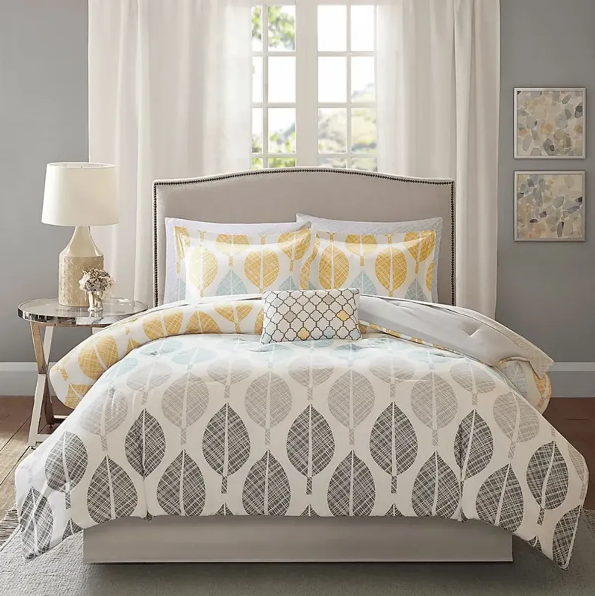 Sansa Yellow 9 Pc Queen Comforter Set