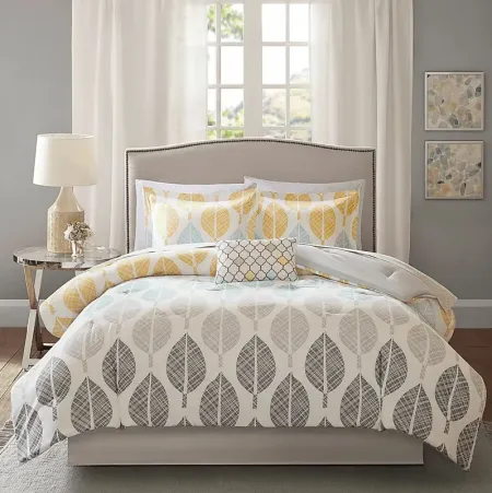 Sansa Yellow 9 Pc Queen Comforter Set