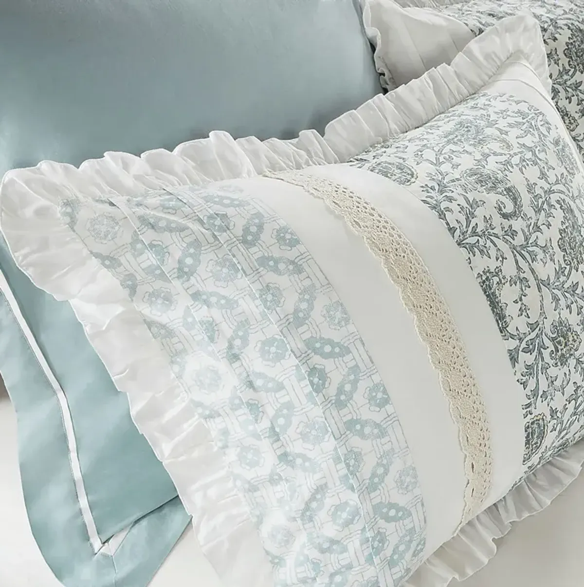 Malia Blue 9 Pc Queen Comforter Set