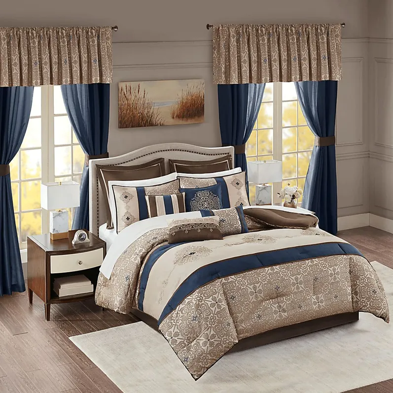 Taylah Navy 24 Pc Queen Room in a Bag