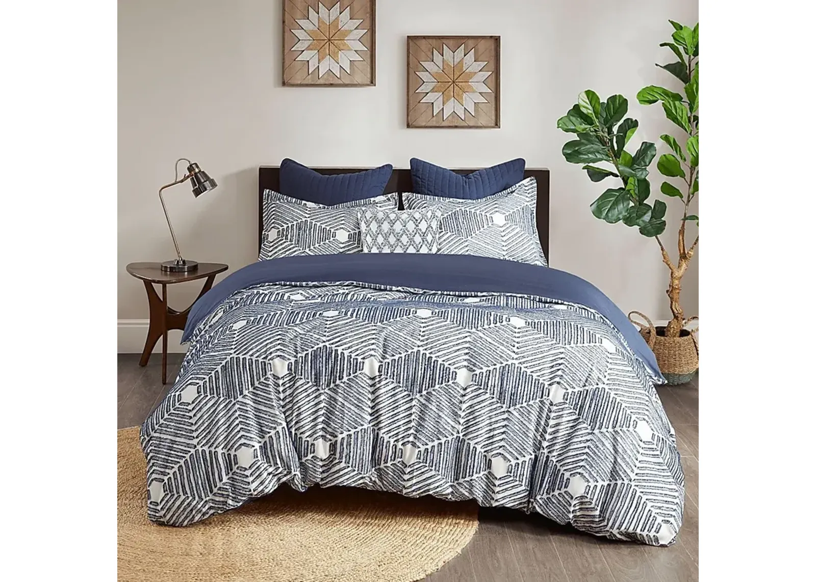 Katara Navy 3 Pc Queen Comforter Set