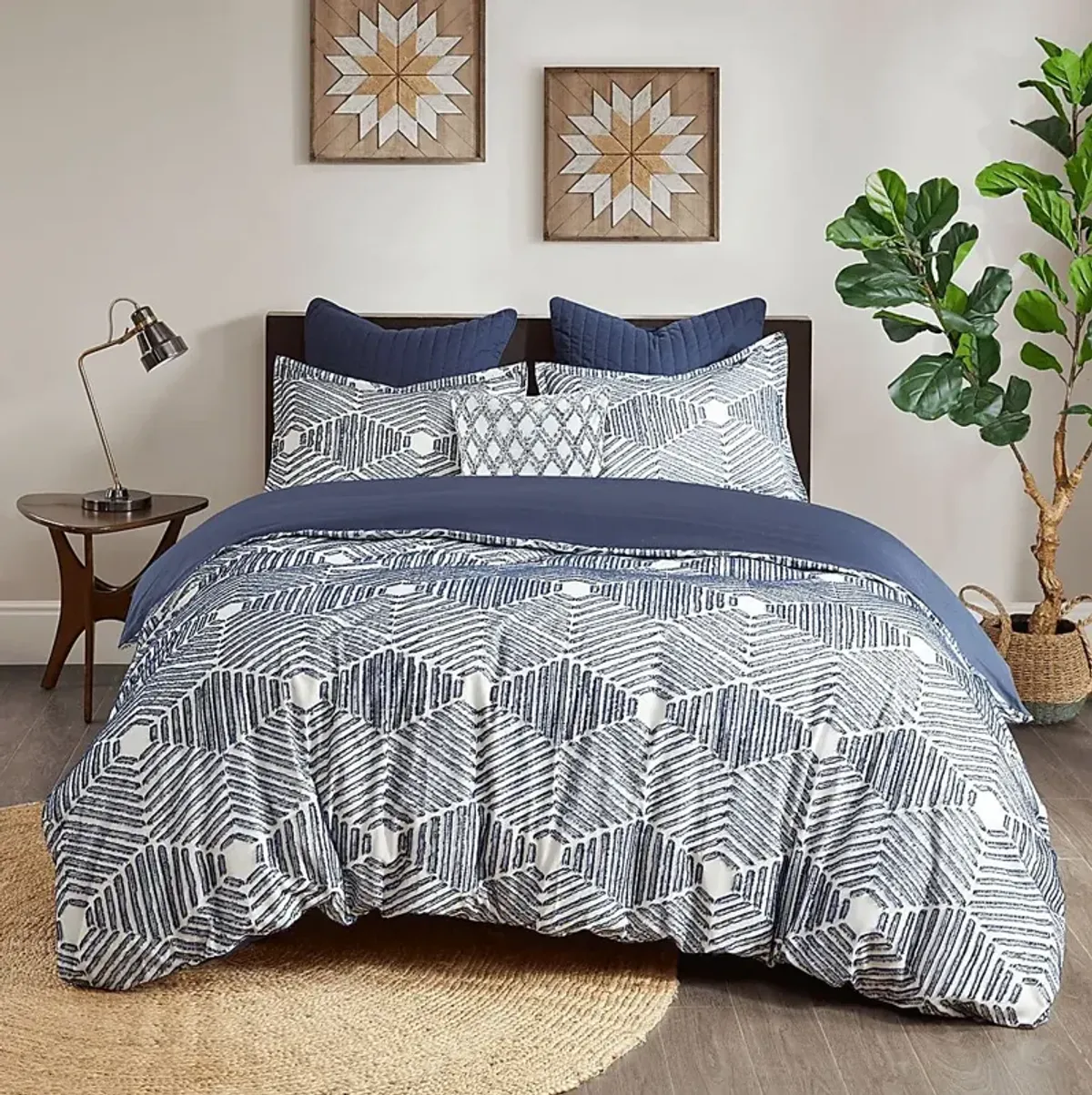 Katara Navy 3 Pc Queen Comforter Set