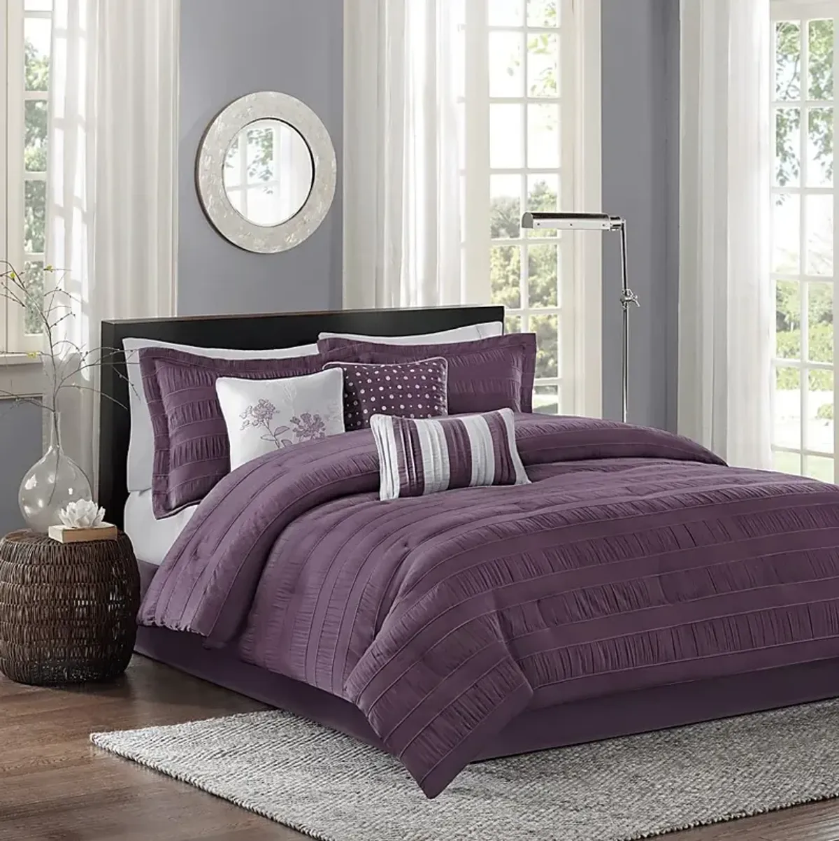 Zanya Plum 7 Pc King Comforter Set