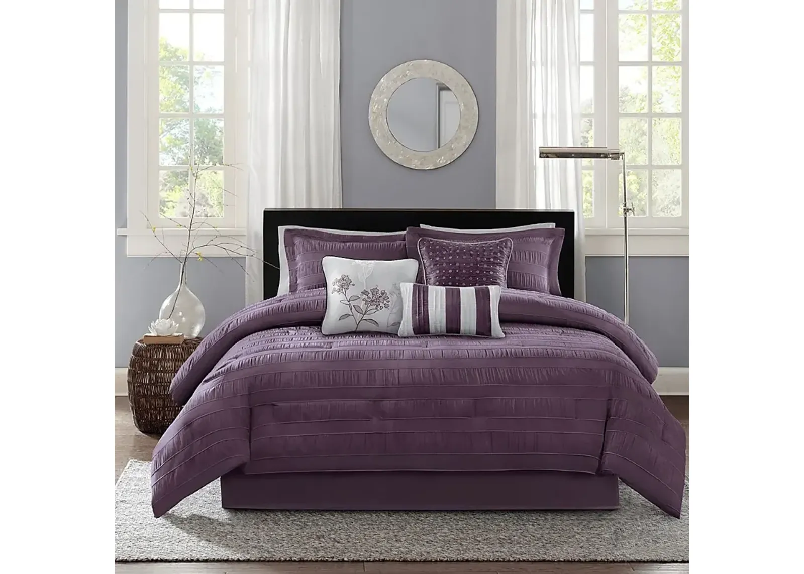 Zanya Plum 7 Pc King Comforter Set