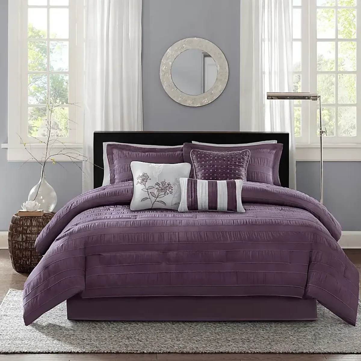 Zanya Plum 7 Pc King Comforter Set