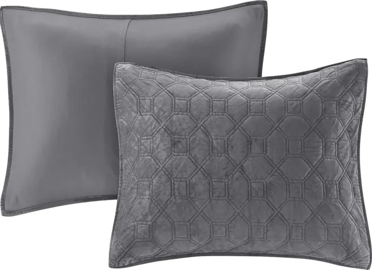 Larah Gray 3 Pc Queen Coverlet Set