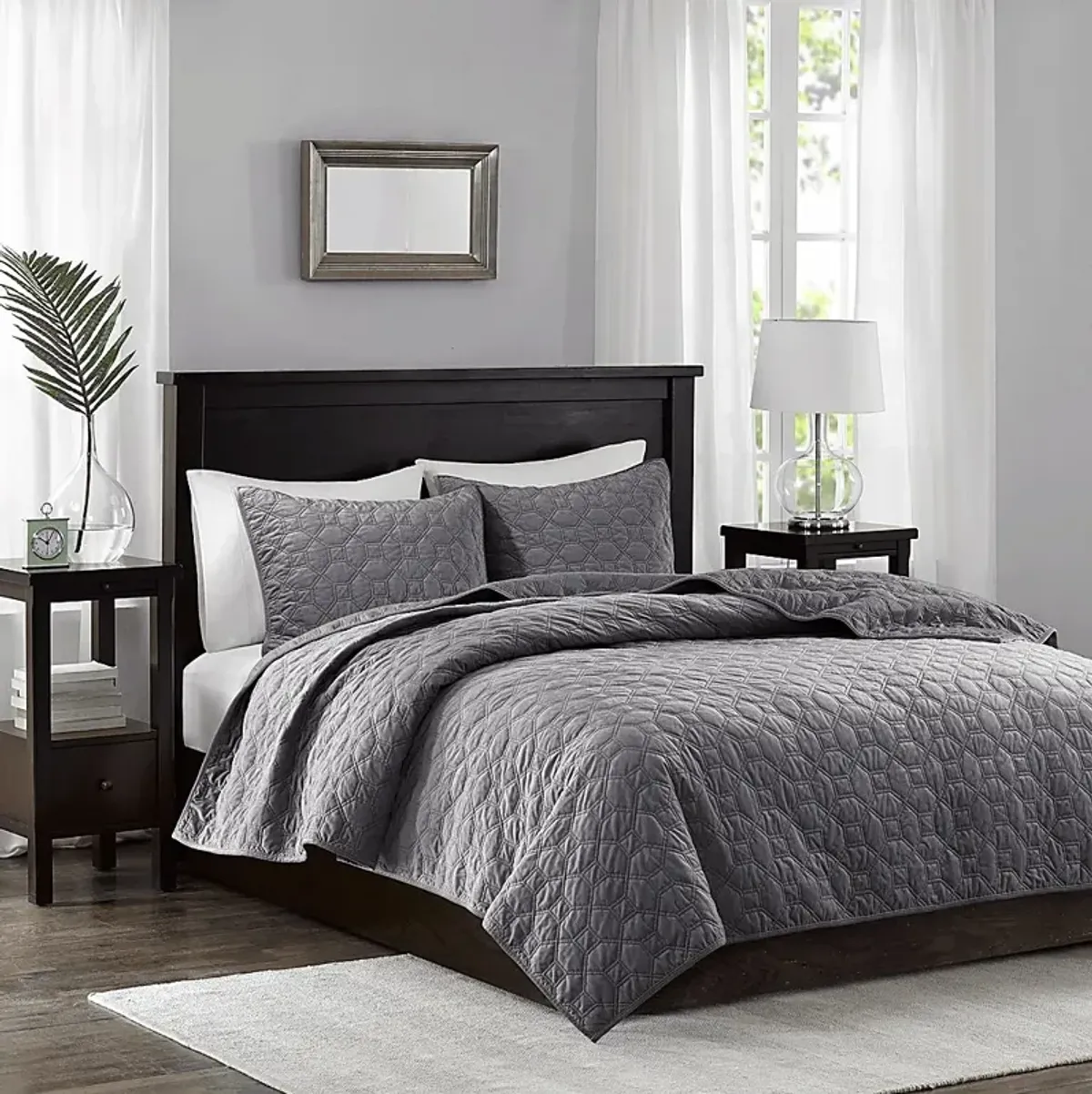 Larah Gray 3 Pc Queen Coverlet Set