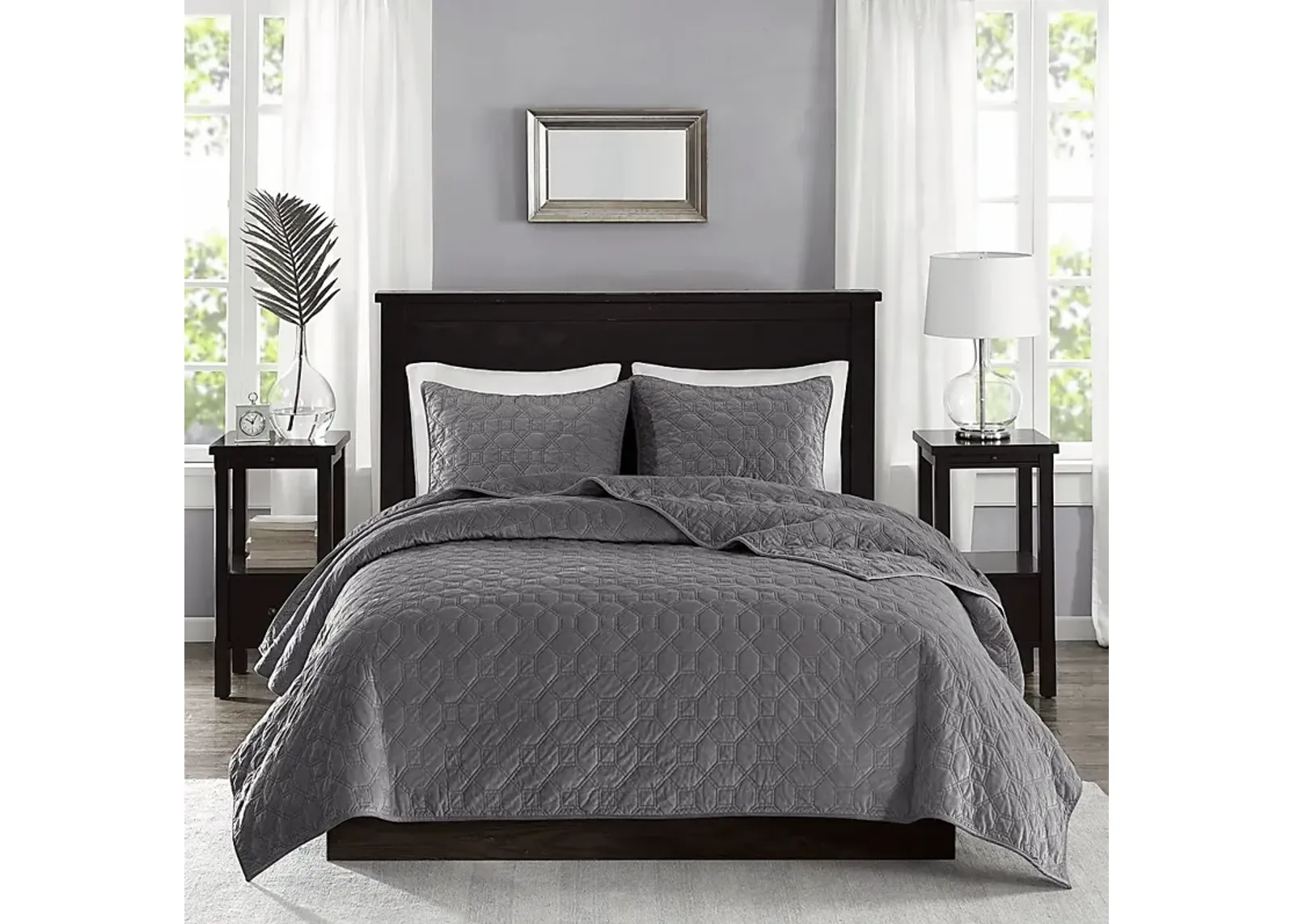 Larah Gray 3 Pc Queen Coverlet Set