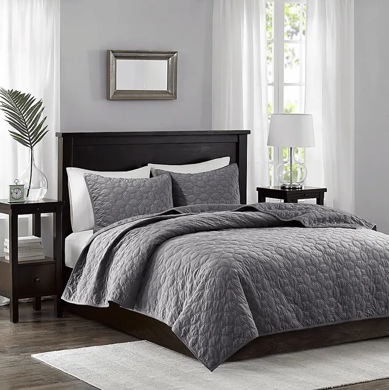 Larah Gray 3 Pc King Coverlet Set