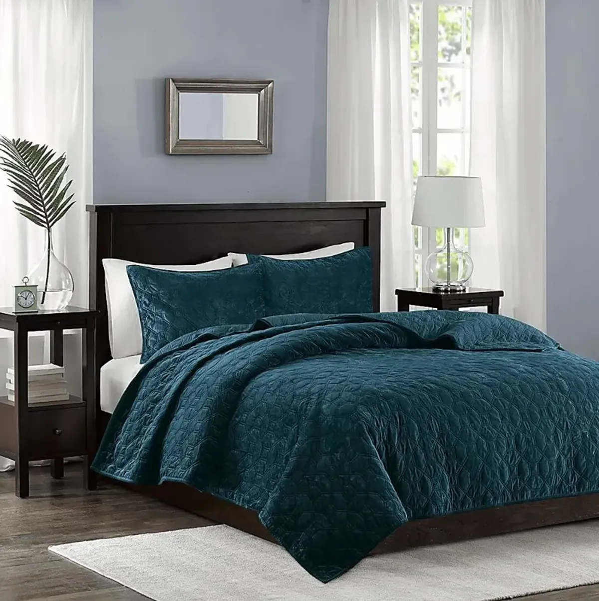 Larah Teal 3 Pc Queen Coverlet Set