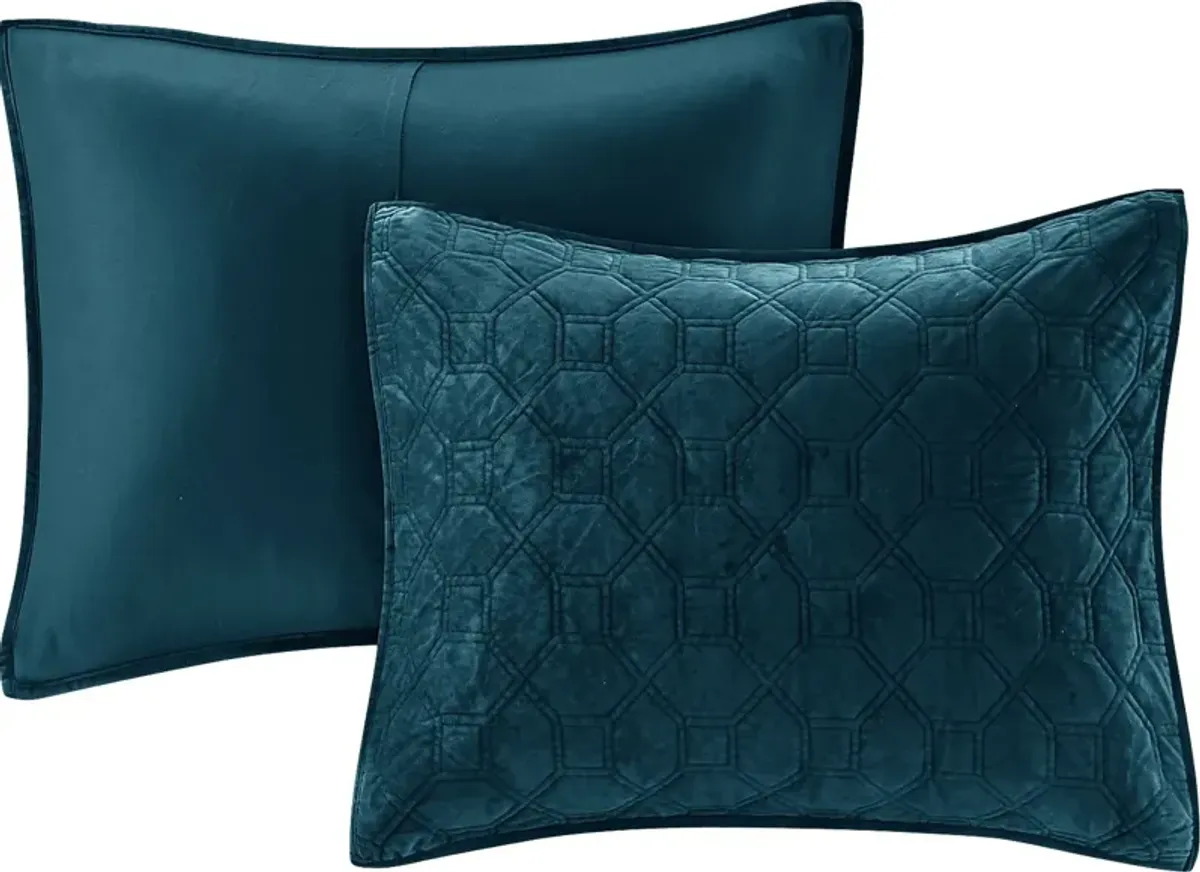 Larah Teal 3 Pc Queen Coverlet Set
