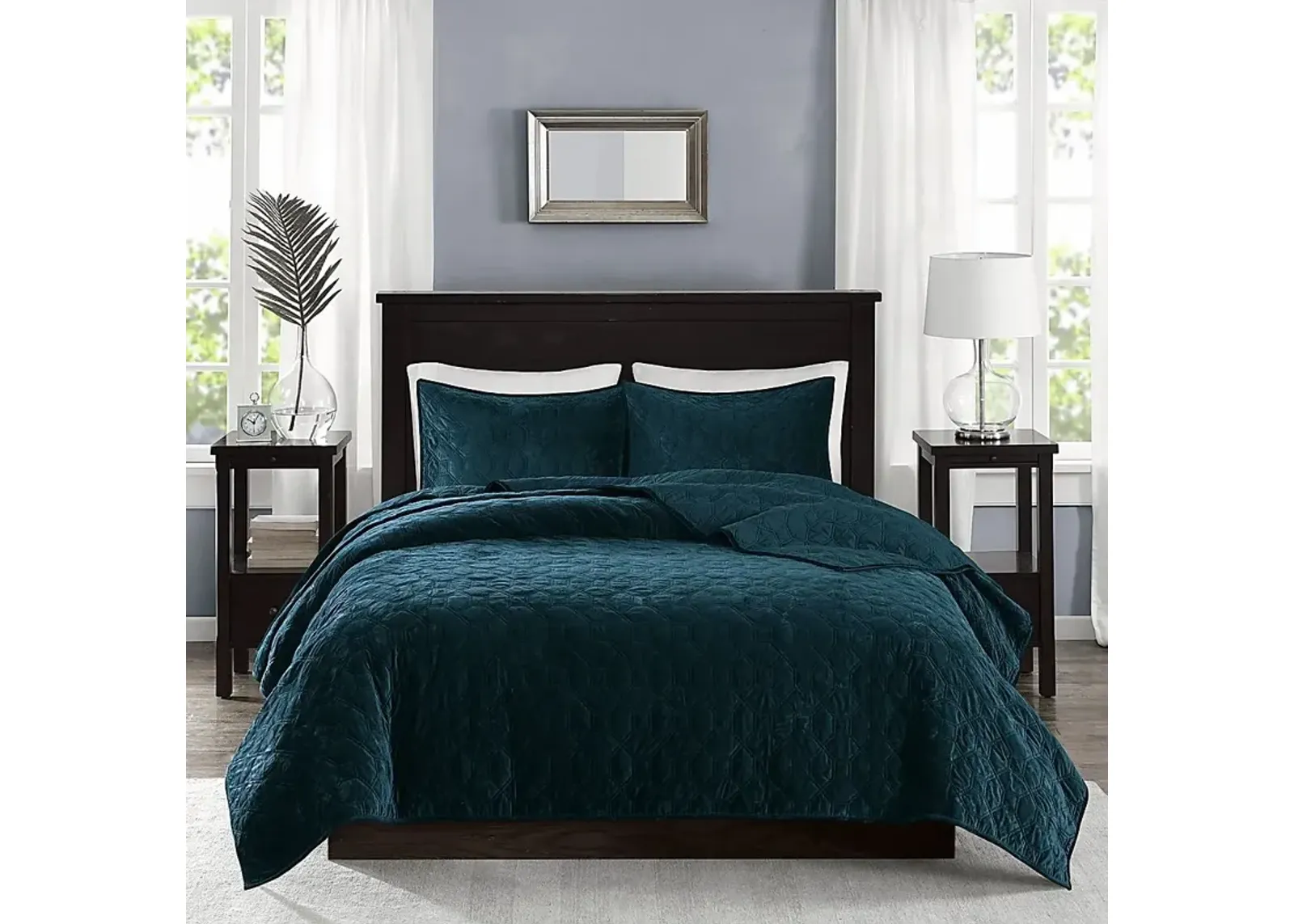 Larah Teal 3 Pc Queen Coverlet Set