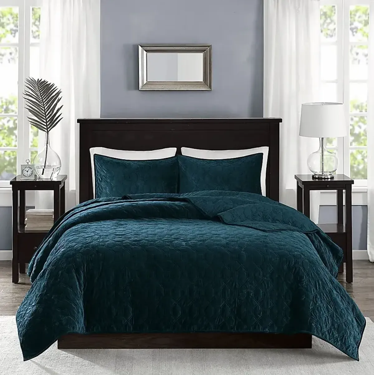 Larah Teal 3 Pc Queen Coverlet Set