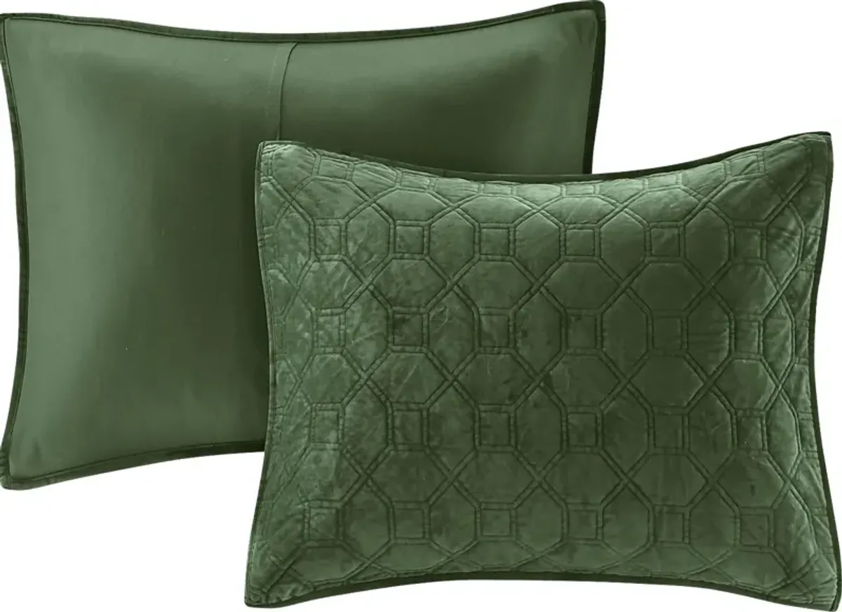 Larah Green 3 Pc Queen Coverlet Set