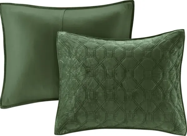 Larah Green 3 Pc Queen Coverlet Set