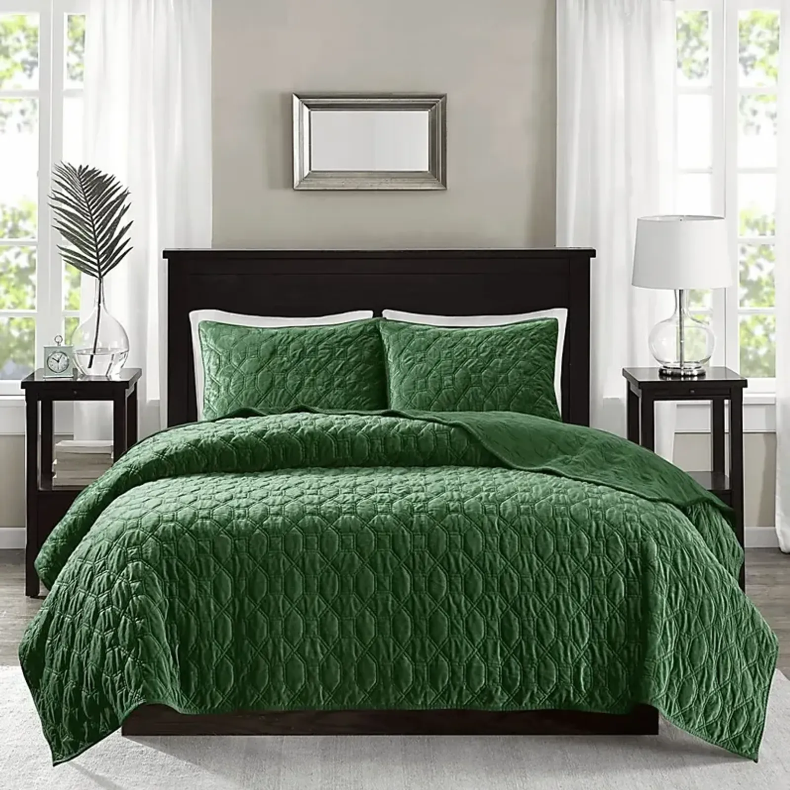 Larah Green 3 Pc King Coverlet Set