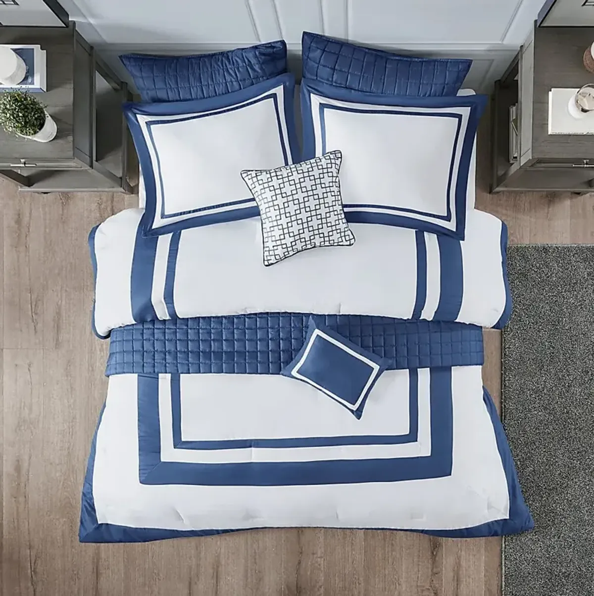 Noemy Navy 8 Pc Queen Coverlet Set