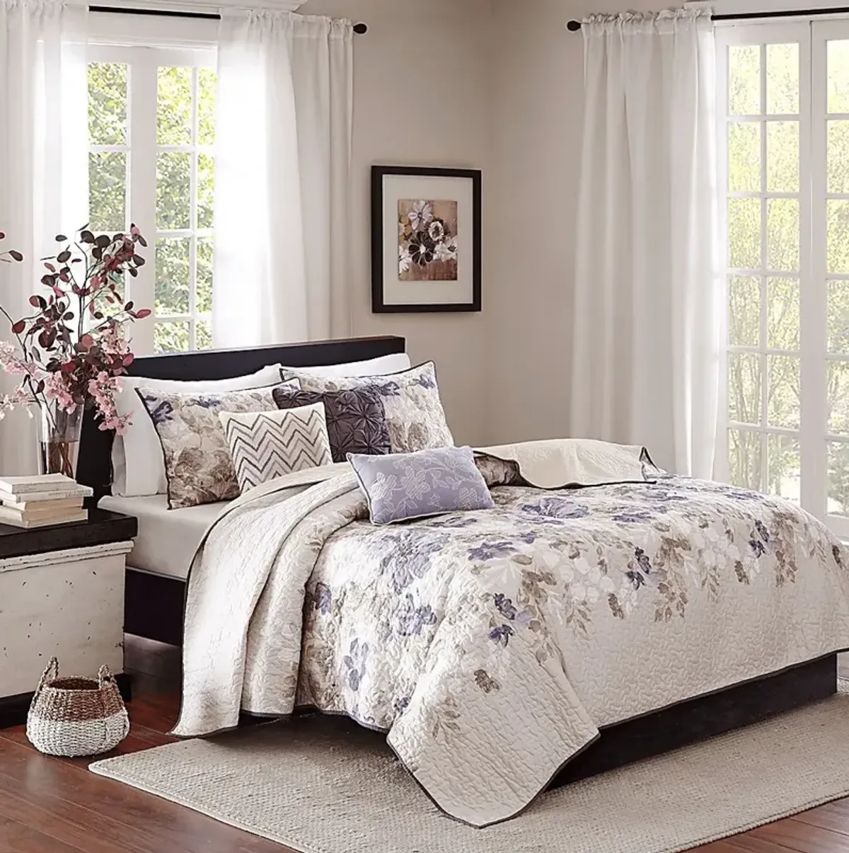 Janelis Taupe 6 Pc Queen Coverlet Set