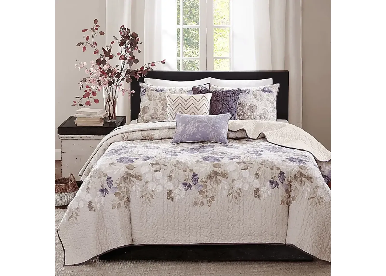 Janelis Taupe 6 Pc Queen Coverlet Set