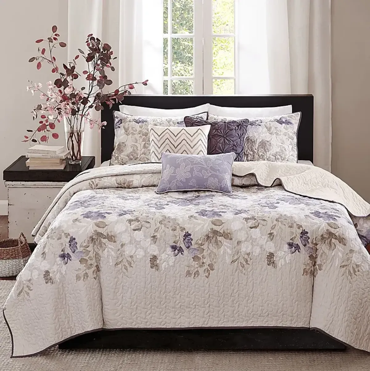 Janelis Taupe 6 Pc Queen Coverlet Set