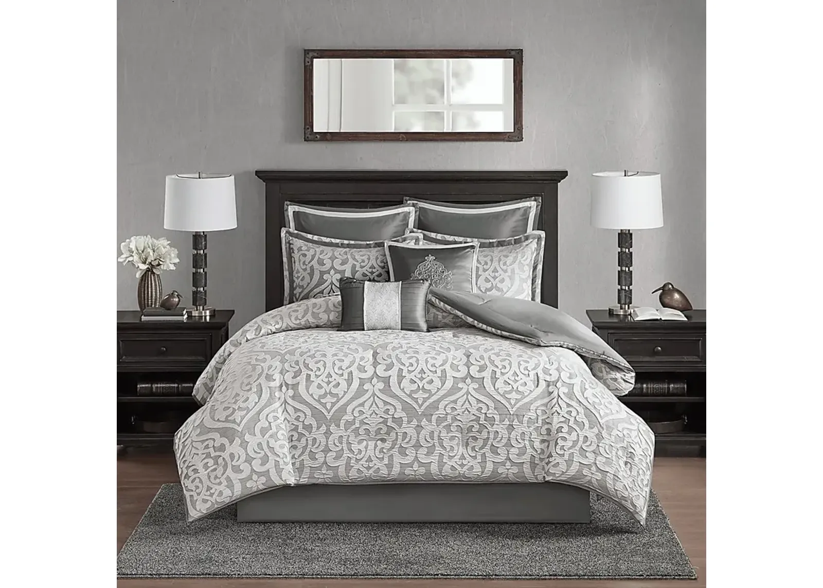 Magali Silver 8 Pc Queen Comforter Set