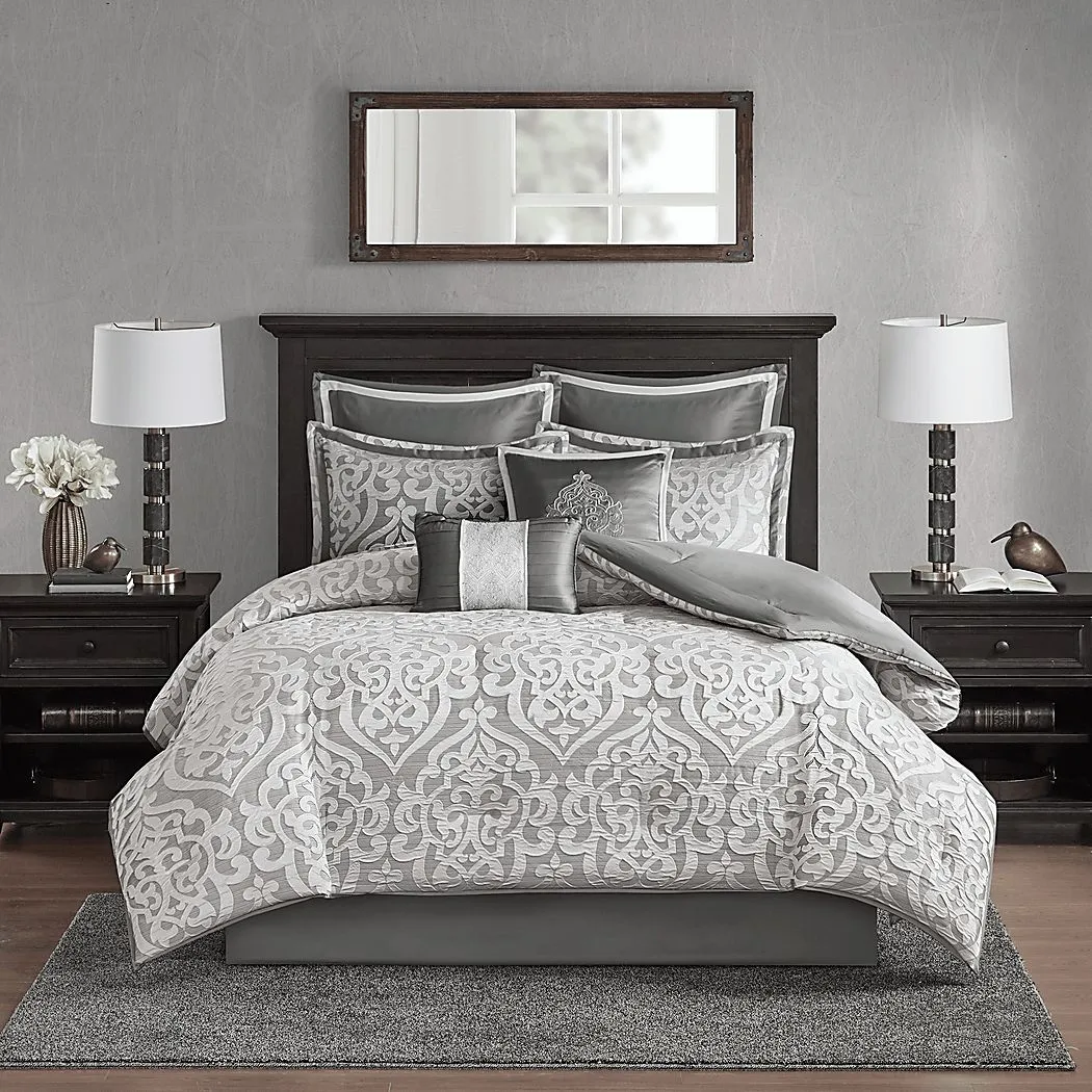 Magali Silver 8 Pc King Comforter Set