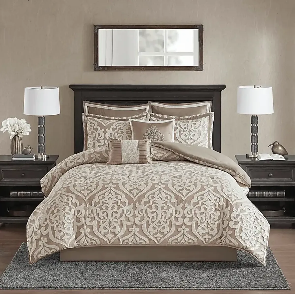 Zaida Tan 8 Pc Queen Comforter Set