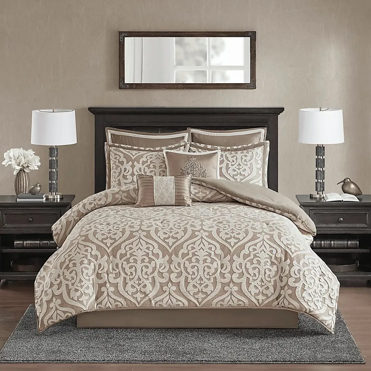 Zaida Tan 8 Pc King Comforter Set