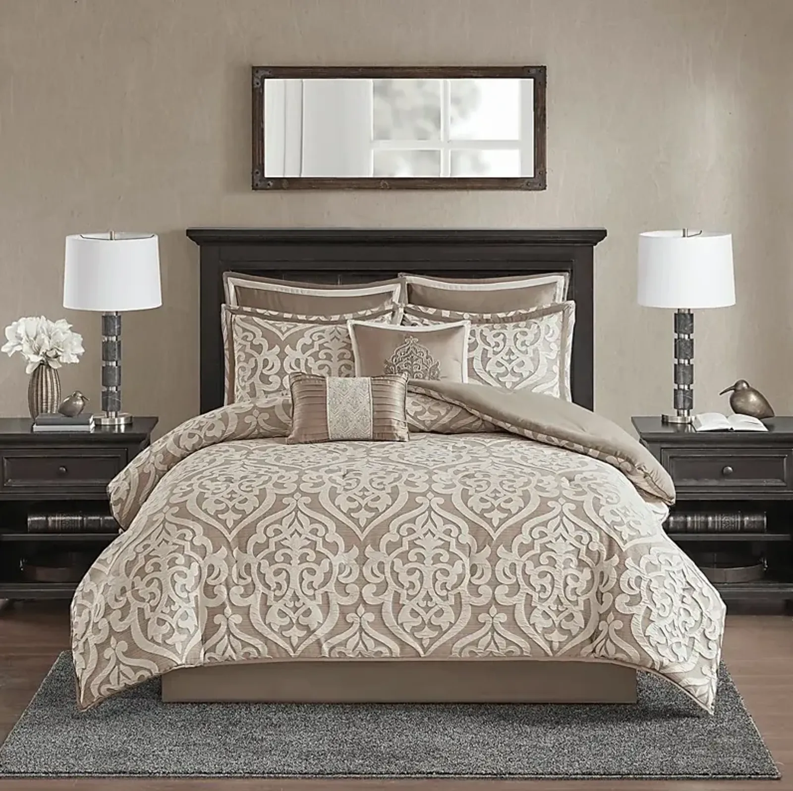 Zaida Tan 8 Pc California King Comforter Set