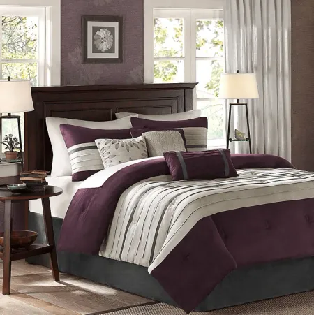 Metina Purple 7 Pc Queen Comforter Set