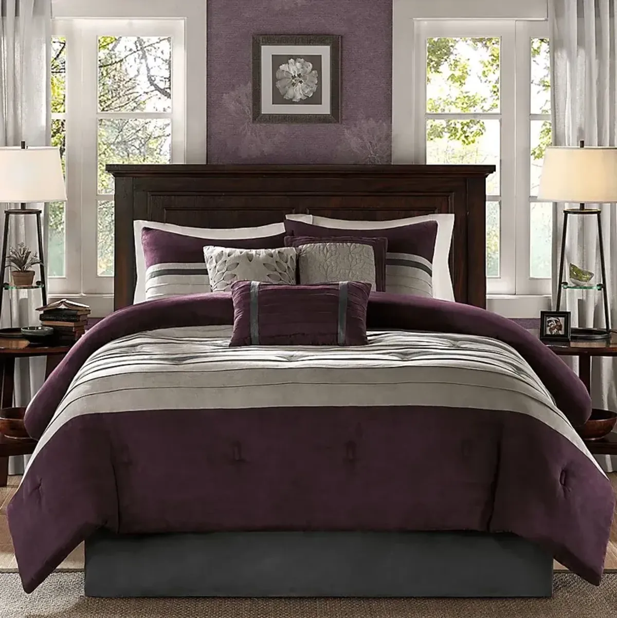 Metina Purple 7 Pc Queen Comforter Set