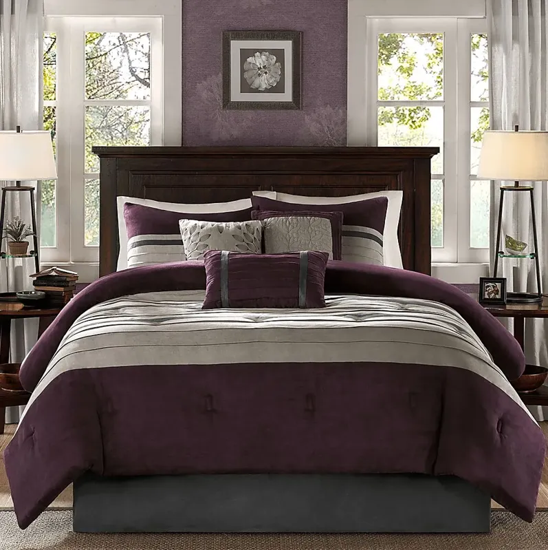 Metina Purple 7 Pc Queen Comforter Set