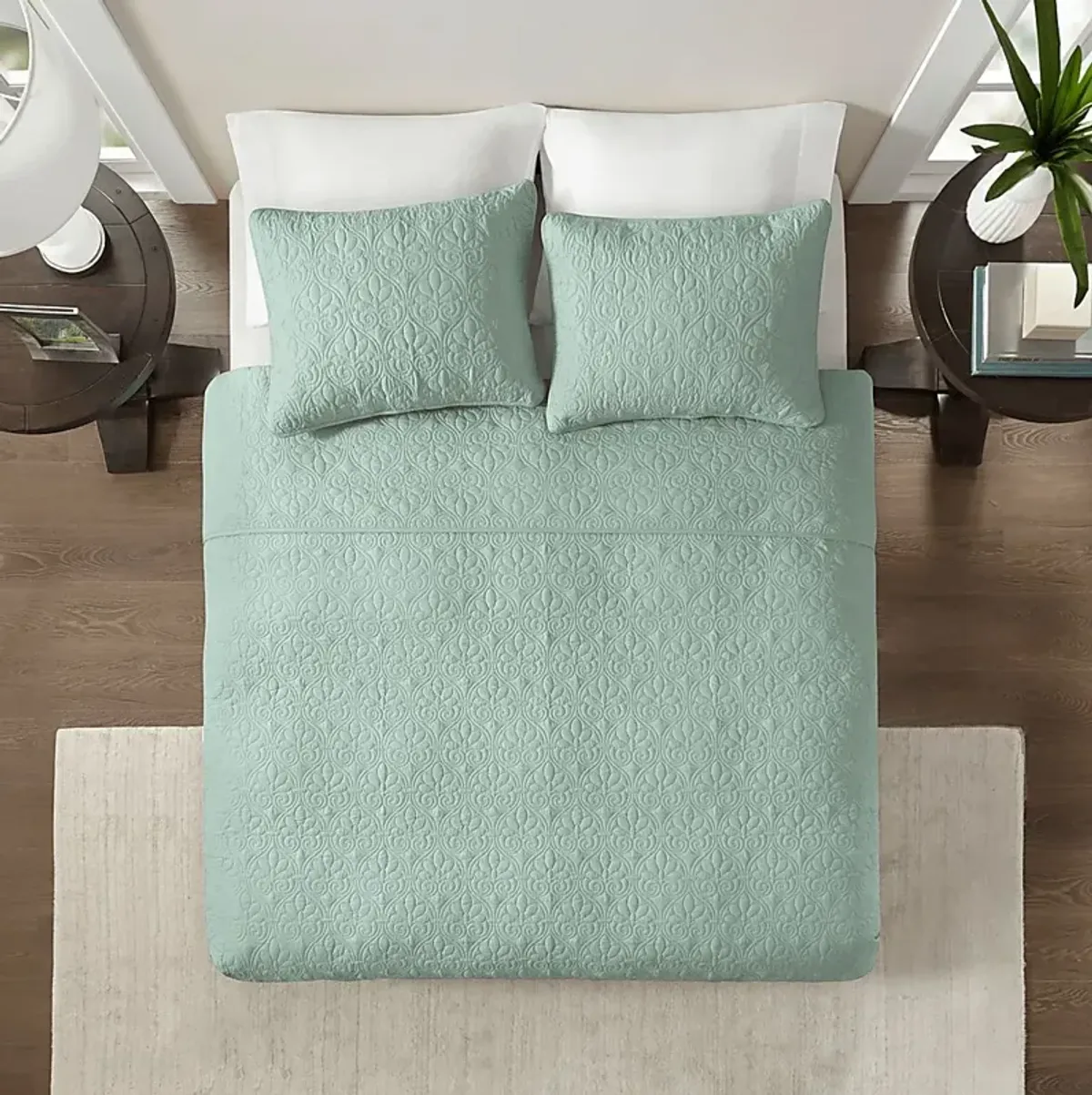 Riaz Seafoam 3 Pc Queen Coverlet Set