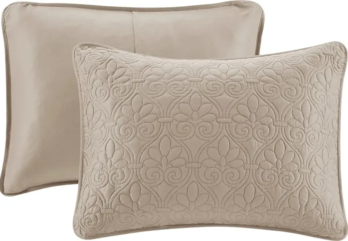 Riaz Khaki 3 Pc Queen Coverlet Set