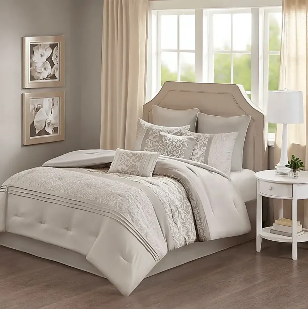 Nalianna Beige 8 Pc California King Comforter Set