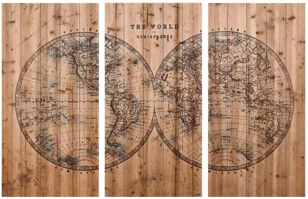 Aged World Map Set of 3 Artwork
