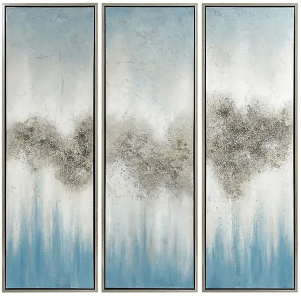 Cloud Formation Blue Artwork, Set of 3