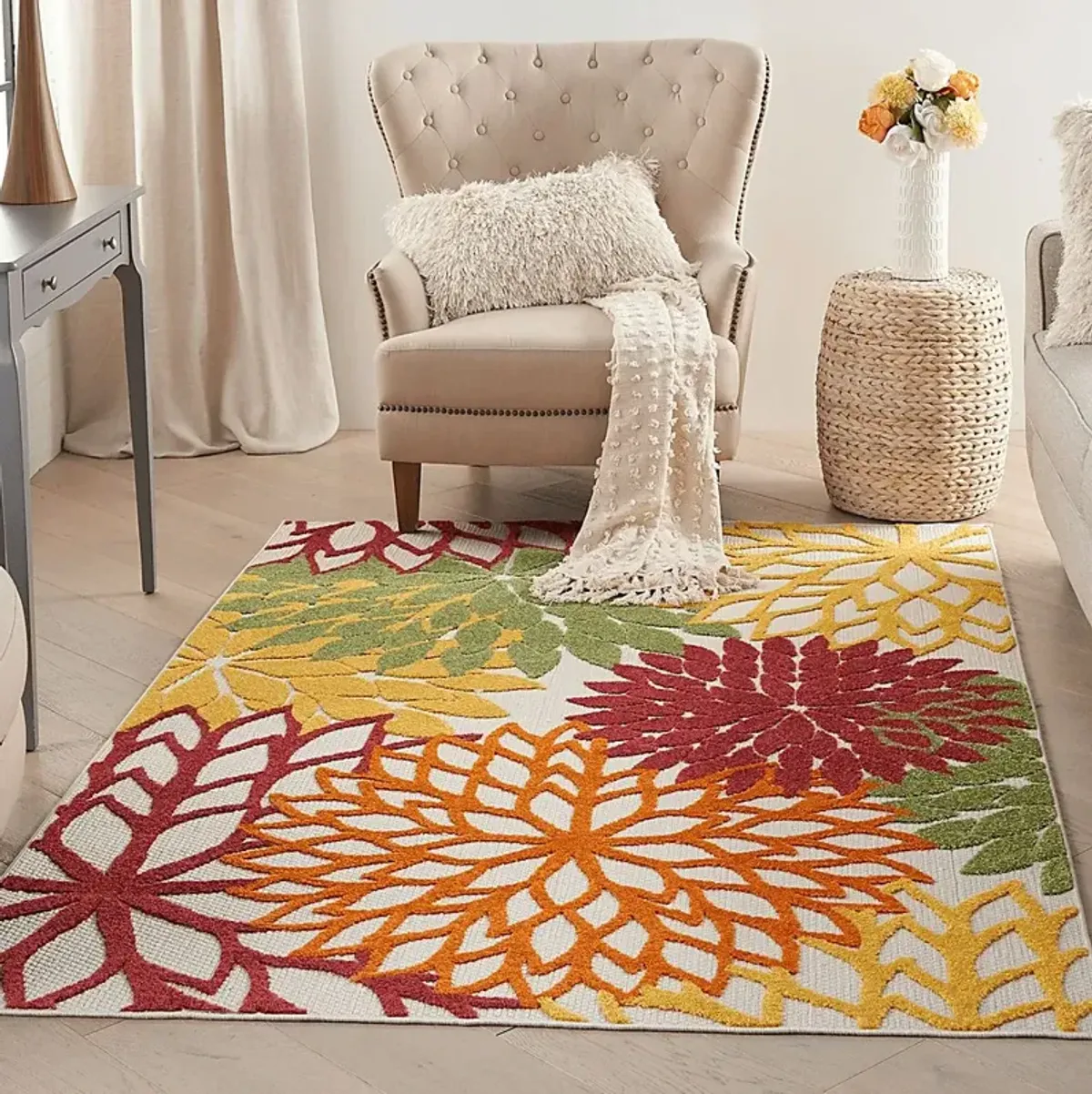 Winthrone Red/Multi 5'3 x 7'5 Indoor/Outdoor Rug